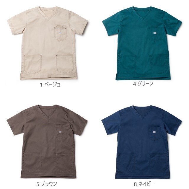 LMS49001 Lee メディカル スクラブ 男女兼用 半袖 抗菌 防臭 ポリジン