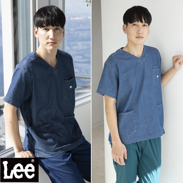 LMS49002 Lee メディカル スクラブ 男女兼用 半袖 デニム