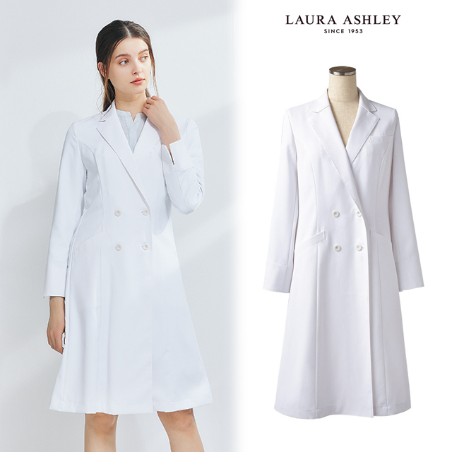Lw101 ローラ アシュレイ 住商モンブラン 診察衣 ダブルボタン 女性用 長袖 制菌加工 透け防止 制電 防汚 Laura Ashley Montblanc ローラアシュレイ 医療用 医者 医師 女医 ドクター レディース 白衣ネット本店