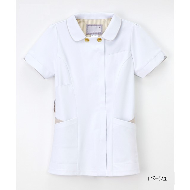 LX3712 ナガイレーベン 白衣 ナースウェア ジャケット チュニック 女性用 半袖 PHSポケット 涼感素材 制菌加工 制電 吸水 防汚 LX3712 ナガイレーベン ナースウェア ジャケット 女性用 半袖