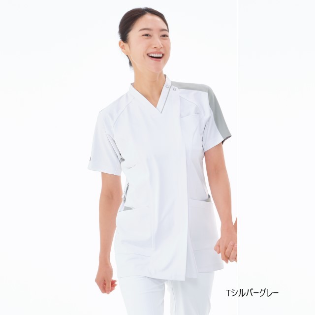 LX4077 ナガイレーベン スクラブ 白衣 医療 女性用 ナースウェア 半袖 PHSポケット 涼感素材 制菌加工 制電 吸水 防汚 LX4077 ナガイレーベン ナースウェア スクラブ 女性用 半袖 PHS