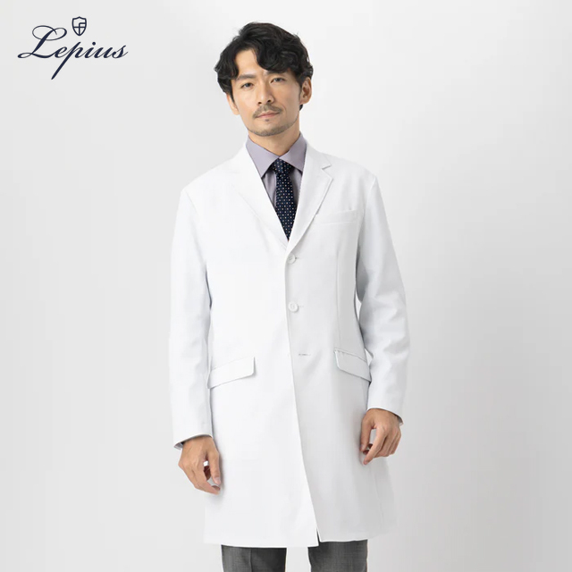 mdc030 lepius ドクターコート メンズ 診察衣 長袖 シワになりにくい シングルボタン 男性用 制菌 吸湿 速乾 制電 レピウス 医療用 究 医師 ドクター 薬剤師 教師 薬局 医者