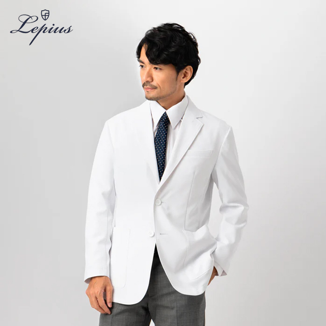 mdc031 lepius ドクターコート メンズ ブレザー 長袖 シワになりにくい シングルボタン 男性用 診察衣 制菌 吸湿 速乾 制電 レピウス 医療用 医師 ドクター 薬剤師 教師 薬局 医者