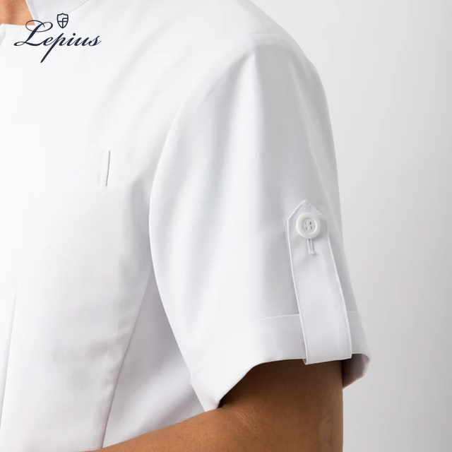 mdc032 lepius メンズ白衣 スタンドカラー ジップアップ 半袖