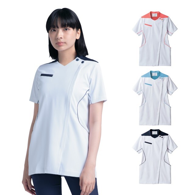 MJ058 住商モンブラン ナース ジャケット 女性用 半袖 レディス 透け防止 制菌加工 吸汗 制電 防汚 MONTBLANC 医療用 看護師 ナース 女子 白衣 医務衣 上衣 ナースジャケット 介護 リハビリ 歯科助手 整体 整骨院 薬局 薬剤師