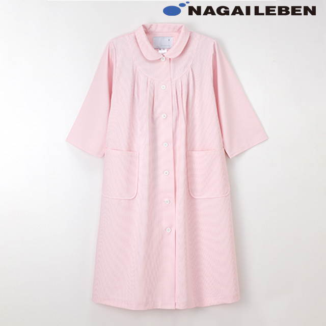MK311 ナガイレーベン 患者衣 マタニティパジャマ ワンピースタイプ 女性用 五分袖 ポケット付き 吸水 防汚 業務用洗濯可 形態安定素材 NAGAILEBEN 医療用 入院準備 妊婦 プレママ 出産準備 産婦人科