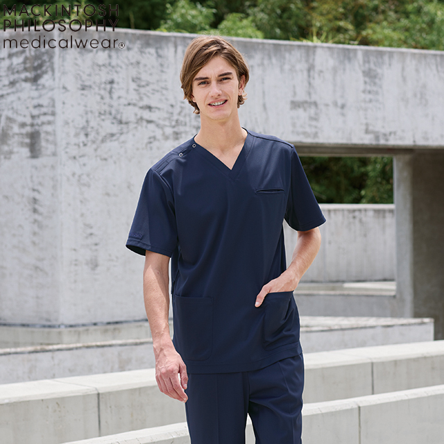 MPA3902 マッキントッシュフィロソフィー 男性用スクラブ MACKINTOSH PHILOSOPHY メンズ スクラブ白衣 看護師 制菌加工 制電 ストレッチ 通気性 しわになりにくい 吸水 防汚