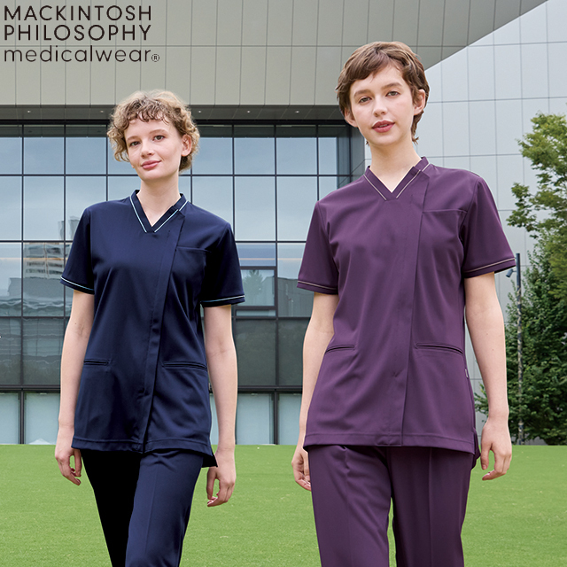 MPA3922 マッキントッシュフィロソフィー 男女兼用スクラブ MACKINTOSH PHILOSOPHY ユニセックススクラブ 白衣 看護師 メディカルジャケット 制菌加工 制電 ストレッチ 通気性 しわになりにくい 吸水 防汚