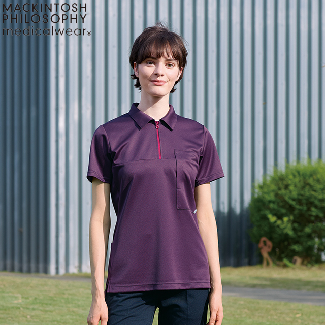 MPJ3992 マッキントッシュフィロソフィー 男女兼用ニットシャツ半袖 MACKINTOSH PHILOSOPHY 介護ウェア 白衣 看護師 メディカルジャケット 制菌加工 制電 ストレッチ 吸汗性 防汚 工業用洗濯可