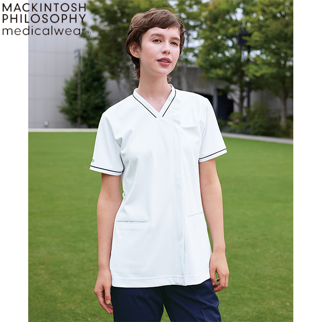 MPA3927 マッキントッシュフィロソフィー 男女兼用スクラブ MACKINTOSH PHILOSOPHY ユニセックススクラブ 白衣 看護師 メディカルジャケット 制菌加工 制電 ストレッチ 通気性 しわになりにくい 吸水 防汚