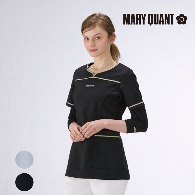 マリークワント MARY QUANT 背あて布プリント スクラブ白衣 UVカット 介護スタッフ 訪問介護 訪問看護 看護師 ナース ナースウェア 介護 ケアスタッフ 保育スタッフ 病院 医院 クリニック 介護施設 保育施設 ユニセックス メディカルウェア