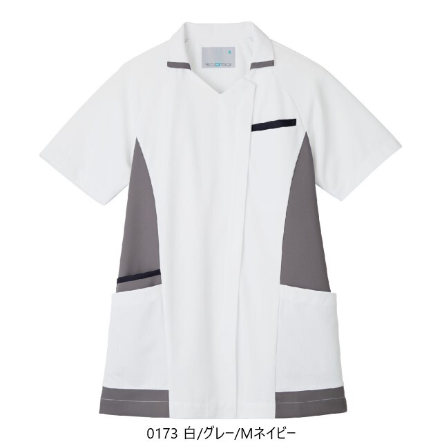 MS004 住商モンブラン スクラブ 半袖 男女兼用 襟付き 制菌加工 透け