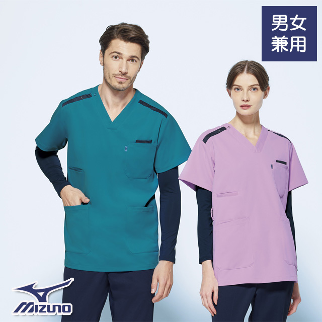 MZ-0240 チトセ ミズノ ドクターウェア スクラブ 男女兼用 制菌 工業洗濯 制電 透け防止 イージーケア 動きやすい ストレッチ CHITOSE MIZUNO 医療用 医師 ドクター 看護師 ナース ナースウェア 介護 薬剤師 整体 ユニセックス 白衣 3L 4L 5L
