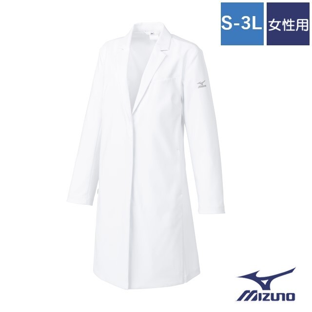 MZ-0306 チトセ ミズノ ドクターコート 診察衣 白衣 女性用 長袖 めちゃ軽 軽い ストレッチ 制電 制菌 隠しスナップ CHITOSE MIZUNO 医療用 ドクターウェア 医師 看護師 介護 薬剤師 リハビリ 歯科 整形 学校 研究機関 大学 レディース レディス