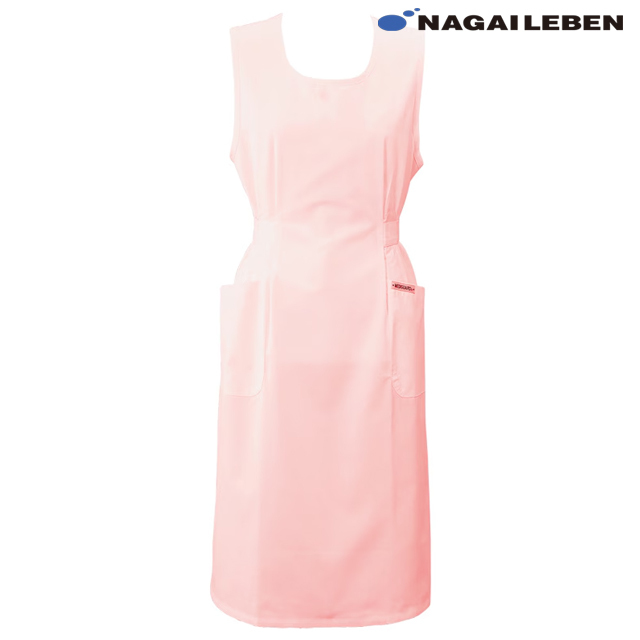 NO1350 ナガイレーベン ナースウェア エプロン 女性用 制菌加工 吸水効果 NAGAILEBEN 医療用 看護師 介護 レディース レディス 女子 ケアガウン 予防衣 予防着 エプロンドレス風 ウエスト紐調整可 ホワイト