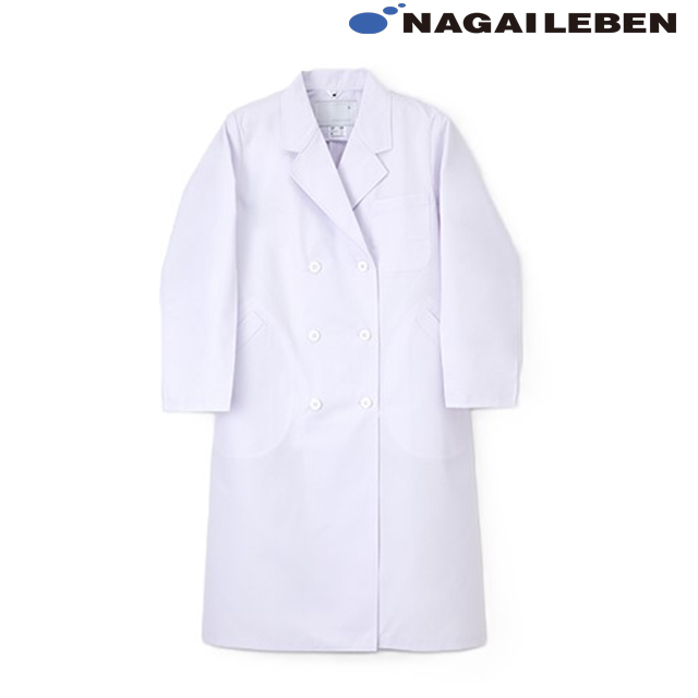 NP120 ナガイレーベン 診察衣 ダブルボタン 女性用 長袖 吸水効果 袖口紐入り NAGAILEBEN 医療用 医師 医者 ドクター 薬剤師 レディース レディス 女子 薬局衣 ドクターコート ジャケット 白衣 ホワイト 