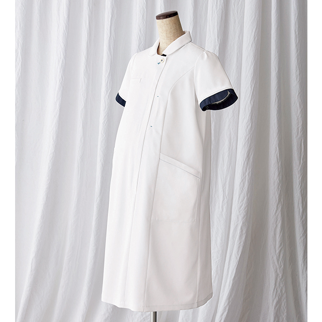 Op3056 オンワード マタニティ ナースウェア ワンピース 女性用 半袖 制菌加工 静電気帯電防止 ストレッチ 透け防止 吸水 速乾 形態安定 二重ポケット Onward ラフィーリア Raffiria 医療用 看護師 レディース レディス ナースワンピース 白衣 ホワイト 白 妊婦 プレママ