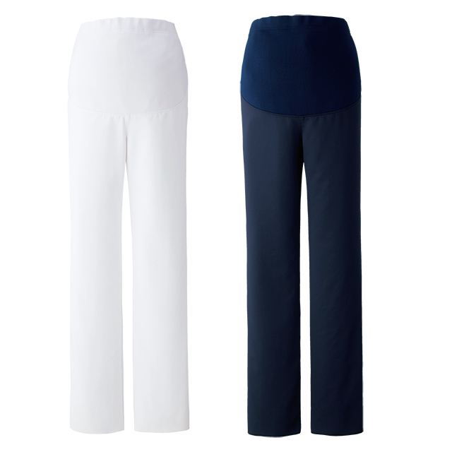 PO2034 オンワード マタニティ ナースウェア パンツ 女性用 制菌加工 静電気帯電防止 ストレッチ 透け防止 吸水 速乾 形態安定 ONWARD ラフィーリア Raffiria 医療用 看護師 レディース レディス ズボン スラックス ナースパンツ 紺 ネイビー 妊婦 プレママ