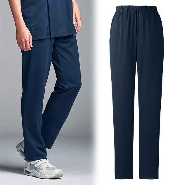 PR5014 オンワード ナースウェア パンツ 男女兼用 ネイビー 裏地付き 両脇ポケット付き 静電気帯電防止 ストレッチ 吸水 速乾 接触冷感 ONWARD 医療用 看護師 ユニセックス ナースパンツ ズボン