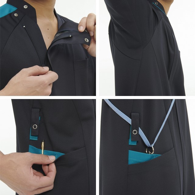 RF5197 ナガイレーベン ナースウェア スクラブ 男性用 半袖 接触冷感