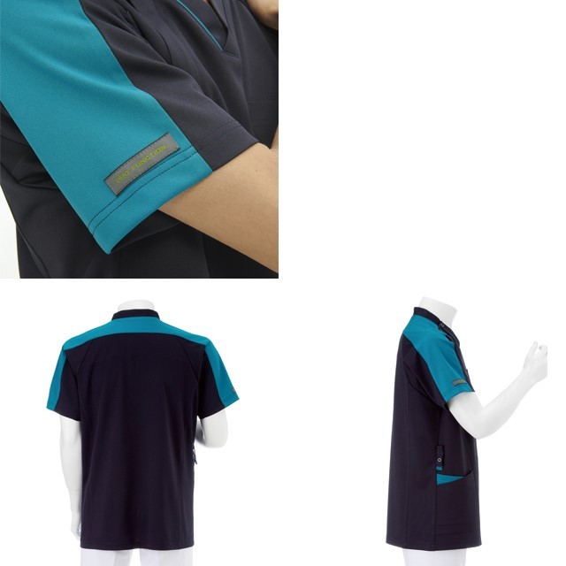 RF5197 ナガイレーベン ナースウェア スクラブ 男性用 半袖 接触冷感