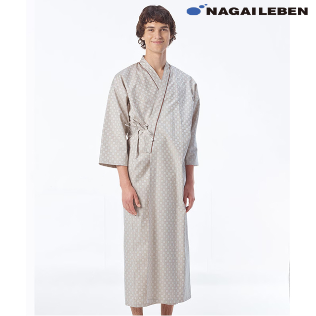 RG1450 ナガイレーベン 患者衣 ゆかた型 男女兼用 七分袖 吸汗 業務用洗濯可 形態安定 NAGAILEBEN 医療用 患者 入院 検診 検査 院内着 ユニセックス パジャマ 寝巻 浴衣型 ブルー