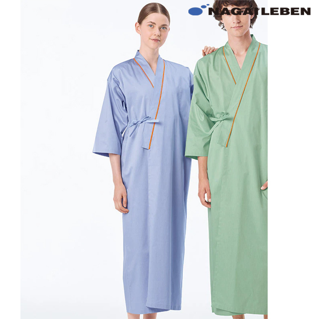 SG1440 ナガイレーベン 患者衣 ゆかた型 男女兼用 七分袖 吸汗 業務用洗濯可 形態安定 NAGAILEBEN 医療用 患者 入院 検診 検査 院内着 ユニセックス パジャマ 寝巻 浴衣型 ブルー