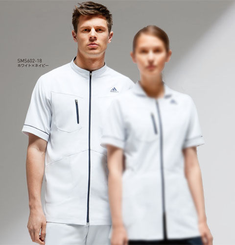 Sms602 Adidas アディダス メンズジャケット Kazen 白衣 ドクター 医師 ナースウェア 看護師 介護 男性用 病院 医院 ホワイト 白衣ネット 本店