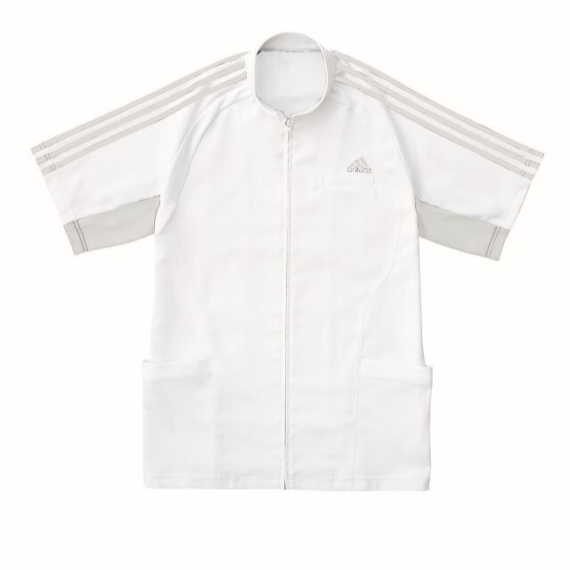 【SALE】【返品交換不可】SMS603 adidas アディダス メンズジャケット KAZEN 白衣 ドクター 医師 ナースウェア 看護師 介護 男性用　病院 医院 ホワイト【特別価格】