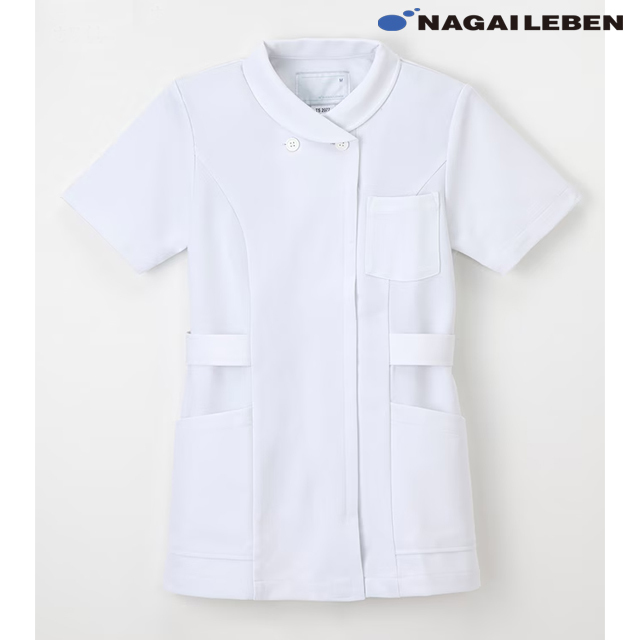 TS2077 ナガイレーベン ナースウェア ジャケット 女性用 半袖 制菌加工 制電 吸水 防汚効果 NAGAILEBEN 医療用 看護師 介護 歯科衛生士 レディース レディス 上衣 チュニック 医務衣 白衣 ホワイト 白