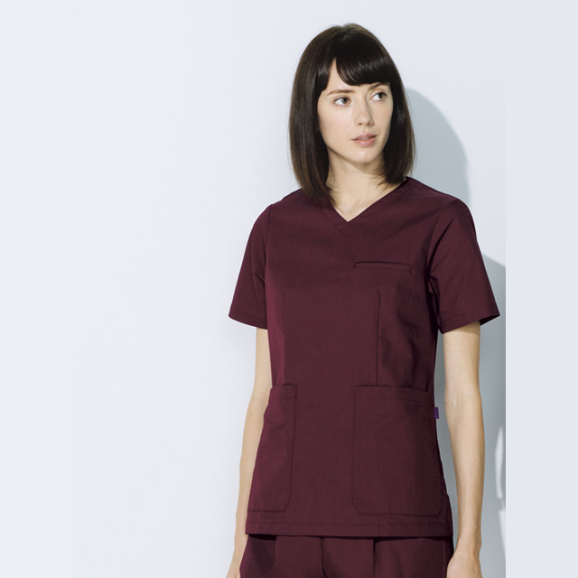 UN-0070 チトセ ユナイト ナースウェア スクラブ 女性用 半袖 ストレッチ 制菌 ポケット付き CHITOSE unite 医療用 看護師 介護 歯科衛生士 レディース レディス 上衣 ジャケット 医務衣 チュニック 白衣 ブラック 黒 ネイビー 紺 ベージュ 紫 赤系