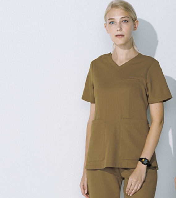 UN-0074 チトセ ユナイト ナースウェア スクラブ 女性用 半袖 ストレッチ 制菌 ポケット付き CHITOSE unite 医療用 看護師 介護 歯科衛生士 レディース レディス 女子 上衣 ジャケット 医務衣 チュニック 白衣 ブラック 黒 ネイビー 紺 ベージュ 紫 赤系