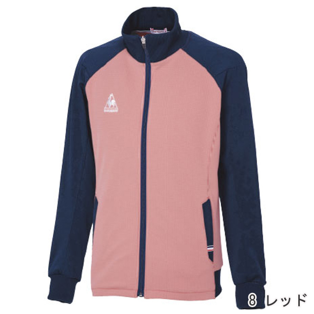 ルコックスポルティフ ジップアップジャケットセットアップ ホワイト/レッド Ｌ ルコックスポルティフ ジップアップジャケットセットアップ