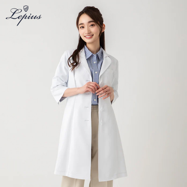 wdc037 lepius ドクターコート レディース 診察衣 長袖 シワになりにくい シングルボタン 女性用 制菌 吸湿 速乾 制電 レピウス 医療用 医師 ドクター 女医 薬剤師 教師 薬局 医者