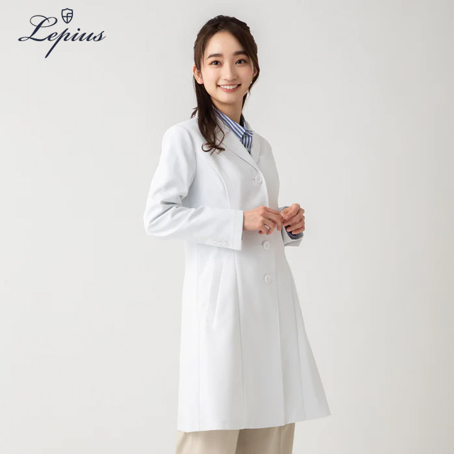 wdc039 lepius ドクターコート レディース 診察衣 長袖 シイージーケア シングルボタン 女性用 制菌 吸湿 速乾 制電 レピウス 医療用 医師 ドクター 薬剤師 教師 薬局 医者 女医