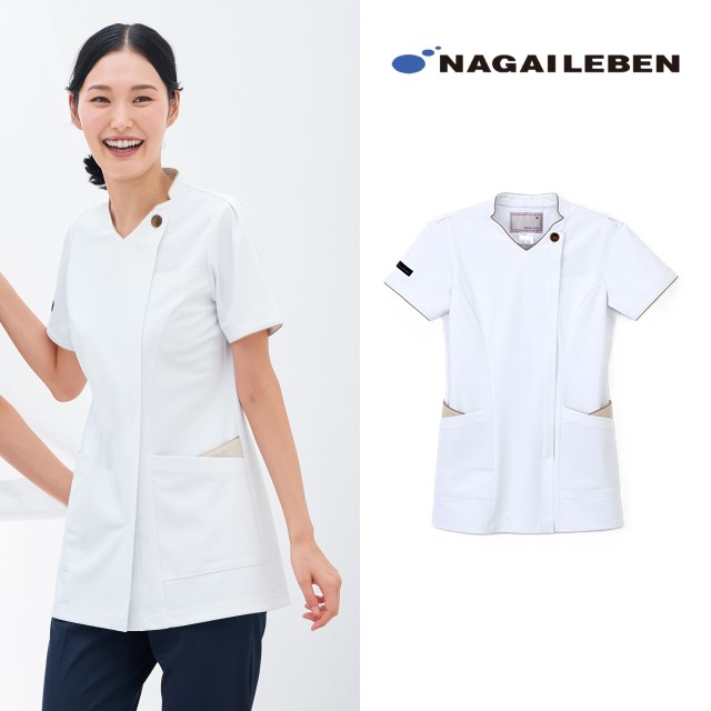 LX3682 ナガイレーベン ナースウェア スクラブ 女性用 半袖 スマホポケット 涼感素材 制菌加工 制電 吸水 防汚 透け防止 NAGAILEBEN 医療用 看護師 介護 歯科衛生士 レディース レディス 女子 チュニック ジャケット 白衣 トロントセットデグレ