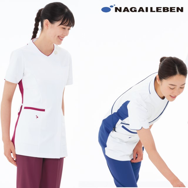LX4082 ナガイレーベン ナースウェア ジャケット 女性用 半袖 PHSポケット 涼感素材 制菌加工 制電 吸水 防汚 透け防止 NAGAILEBEN 医療用 看護師 介護 レディース レディス 女子 上衣 医務衣