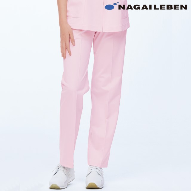 MI4613 ナガイレーベン ナースウェア パンツ 女性用 ゆったりストレート ツータック 後ろゴム 前ファスナー センタープレス ポケット 防汚 業務用洗濯可 形態安定素材 制菌加工 NAGAILEBEN 医療用 看護師
