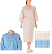 289-71 カゼン 患者衣 ガウン 男女兼用 綿混 パジャマ 入院 院内着 術前術後 寝巻 病院 クリニック 介護 KAZEN ブルー ベージュ ジンベイ チェック