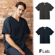 7096SC フォーク ドクターウェア メンズ スクラブ 男性用 ストレッチ 速乾 イージーケア ノーアイロン ストライプ FOLK Fラブ 医療用 医師 看護師 医者 歯科医師 接骨院 整体 クリニック 男子 大きいサイズ 4L