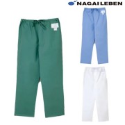 AD318 ナガイレーベン 手術着 パンツ 男性用 半袖 綿100 制電 吸水 NAGAILEBEN 医療用 ドクター 医師 医者 オペ着 手術衣 メンズ 男子 パンツ ズボン 白衣 ブルー グリーン