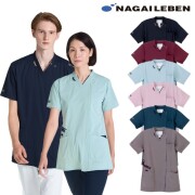 AY5532 ナガイレーベン スクラブ 男女兼用 フロントファスナー 動きやすい 涼しい 接触冷感 ストレッチ  制菌加工 制電 吸水 防汚 大きいサイズ 小さいサイズ NAGAILEBEN 医療用 医師 看護師 薬剤師 介護スタッフ 上衣 医務衣 白衣 病院 医院 クリニック 介護施設 リハビリ