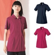 BR1142 BR1143 オンワード ナースウェア ジャケット 女性用 半袖 制菌加工 静電気帯電防止 ストレッチ 透け防止 吸水 速乾 接触冷感 工業洗濯可 ONWARD ラフィーリア Raffiria 医療用 看護師 レディース レディス 上衣 チュニック 白衣