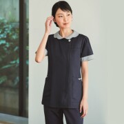 BR1144 オンワード ナースウェア ジャケット 女性用 半袖 制菌加工 静電気帯電防止 ストレッチ 吸水 速乾 接触冷感 工業洗濯可 ONWARD ラフィーリア Raffiria 医療用 看護師 レディース レディス 上衣 チュニック 白衣