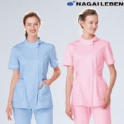 CA1702 ナガイレーベン ナースウェア ジャケット 女性用 襟付 ロールカラー 制菌加工 制電 吸水 防汚 透け防止 NAGAILEBEN 医療用 看護師 歯科衛生士 レディース レディス 上衣 チュニック 白衣 ブルー 