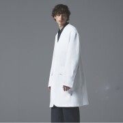 DOM-0010 ドクターコート 長袖 男性用 メンズ ノーカラー オーバーサイズ ユナイト チトセ 制電 ストレッチ 制菌 イージーケア ホワイト ネイビー 医療用 白衣 診察衣 ドクター 医師 ナース 看護師 教員 クリニック サロン 歯科 美容 薬剤師 研究機関 大学 学校