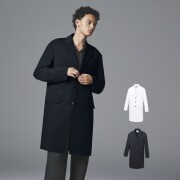 DOM-0030 ドクターコート 長袖 男性用 メンズ ミドル丈 ユナイト チトセ 制電 ストレッチ 制菌 制電 透け防止 UVカット イージーケア ホワイト ネイビー 医療用 白衣 診察衣 ドクター 医師 ナース 看護師 教員 クリニック サロン 歯科 美容 薬剤師 研究機関 大学 学校