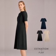 ESTNATION × FOLK EN100 接客 受付 医療 ワンピース レディス 女性用 半袖 吸汗 速乾 イージーケア ノーアイロン ストレッチ 工業洗濯可 事務 美容 歯科 エステ クリニック サロン 病院 おもてなし ショールーム フォーク エストネーション コラボ