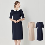 FR-0001 ナースウェア ワンピース 付け襟2色付き 女性用  フォロレゾン UNITE ユナイト チトセ 透け防止 制菌 制電 ストレッチ イージーケア 工業洗濯対応 医療用 白衣 ナース 看護師 受付 事務 エステ クリニック サロン 歯科 美容 小児科 婦人科 薬剤師 ネイビー ピンク