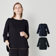 FR-0005 ナースウェア フリル トップス 七分袖 女性用 後ろファスナー ジャージ素材 フォロレゾン UNITE ユナイト チトセ 制菌 ストレッチ イージーケア 医療用 白衣 ナース 看護師 受付 事務 エステ クリニック サロン 歯科 美容 小児科 婦人科 薬剤師 ネイビー ブラック
